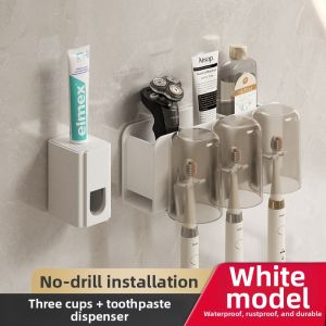 Wall-mounted Toothbrush Holder and Automatic Toothpaste Dispenser