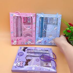PENSIL SET SANRIO KUROMI CHINAMOROL MELODY - SET ALAT TULIS 6 IN 1 SANRIO ATK Set Kuromi and Friends