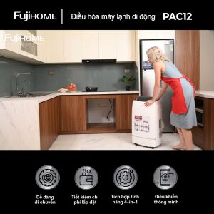 Máy lạnh đứng di động 12.000BTU FUJIHOME Điều hòa di động cây mini làm lạnh đa năng hút ẩm lọc không khí có điều khiển từ xa