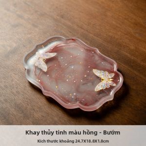 TUOTU | Khay thuỷ tinh hình bướm dùng pha trà đựng trái cây