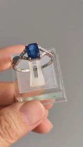 [ Woosilver ] Nhẫn Đá Xanh Hình Chữ Nhật - Secondhand - WO000