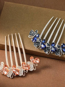 Công Chúa Cài Tóc Bướm Đá Rhinestone Phong Cách Trung Hoa Mới Cài Tóc Bướm Năm Răng Phụ Kiện Tóc Cao Cấp Phụ Kiện Tóc