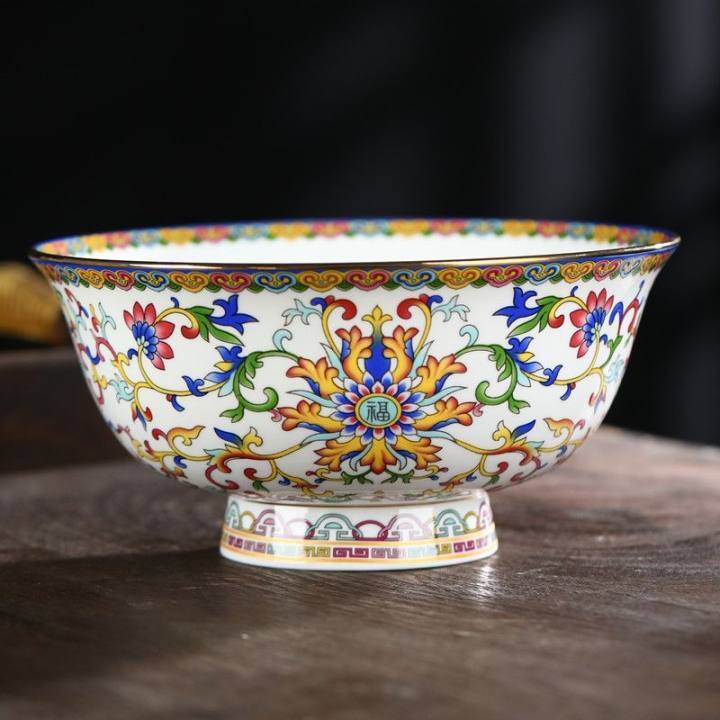 Jingdezhen Rice Bowl HighGrade Enamel Bowls and Plates Ceramic Court