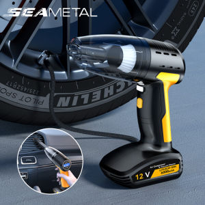 Máy hút bụi xe ô tô không dây 12V cái bơm lốp máy bơm không khí điện đo áp suất 150PSI Máy nén khí