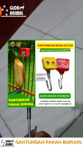 GANTUNGAN BUAH SAYUR PAKAN BURUNG BESI cantolan sangkar pengait pisang