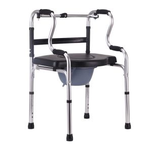 ไม่มีการลื่นไถล walker 4 ขา ไม้เท้าผู้สูงอายุ วอร์คเกอร์ พับได้ สแตนเลสหนา 75-86cm ปรับระดับได้ 5 ระดับ ไม้เท้า 4 ขา