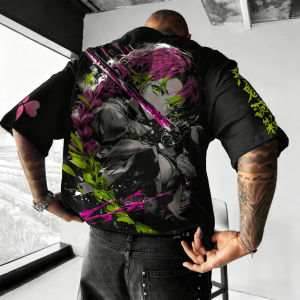 Demon Slayer Anime Co Branded T-shirt 2025 Summer Mens New Rengoku Kyoujurou Printed Loose Casual Childrens Parent Child Top