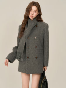 Wildberry | Áo Khoác Cổ Băng Kiểu Hàn Quốc Đôi Khuy Elegance Mùa Đông
