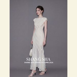 SHANGSHA | Summer Lace Patchwork Fishtail Waist Cinched Dress