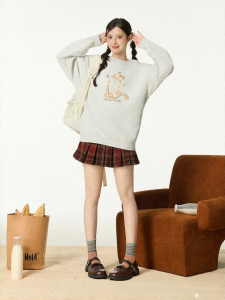 Gbiaior | Cartoon Cat Print Hoodie Sweater