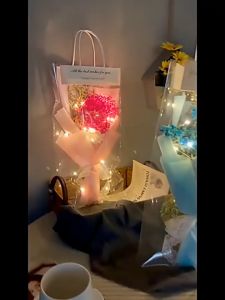 【Empty Love】COD ช่อดอกไม้ประดิษฐ์ DIY ช่อกุหลาบ มีไฟ LED ถุงของขวัญ ของขวัญวันวาเลนไทน์ ของขวัญวันเกิด