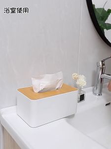 Bamboo Style Wood Tissue Paper Towel Napkin Storage Box Plastic Cover Holder