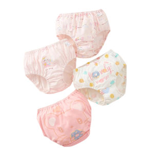 กางเกงบ็อกเซอร์ผ้าฝ้ายแท้สำหรับเด็กผู้หญิง ทรงสามเหลี่ยม ไม่รัดก้น กางเกงบ็อกเซอร์ทรงขนมปังสำหรับเด็ก เหมาะกับฤดูร้อน