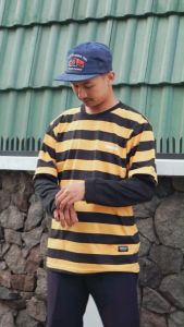 Rown Division Stripe Kaos Double Layer Lithium Yellow Striped