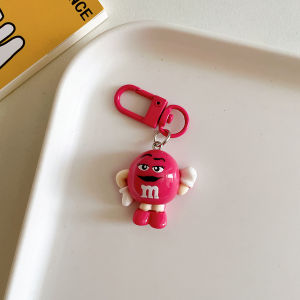 Kawaii Cartoon M Bean Keychain Flatback Resin Charms for Jewelry Making Accessories DIY Pendants Keyrings Decoration