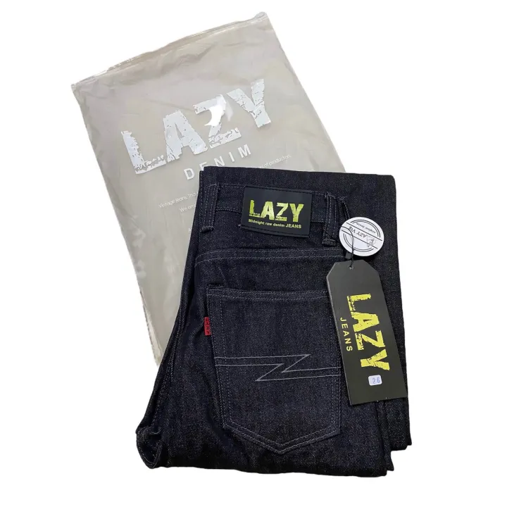 กางเกงยีนส์  Lazy มิดไนท์ ผ้าดิบ 14oz
