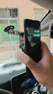 ที่จับมือถือในรถยนต์ แบบแม่เหล็ก อลูมิเนียมทนทาน หมุนได้ 360 องศา ปรับขึ้น-ลงได้สะดวก พับลงได้ ไม่บดบังสายตา