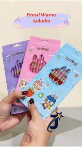 Set Mewarnai Karakter Pensil Warna Isi 12pcs: 12pcs Pensil Warna Karakter Labubu