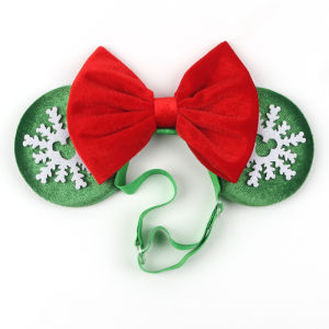 Disney | Christmas Mickey Mouse Ears Elastic Headband Adult And Kid Adjustable Nylon Headwrap Festival Party DIY Hair Accessories Gift