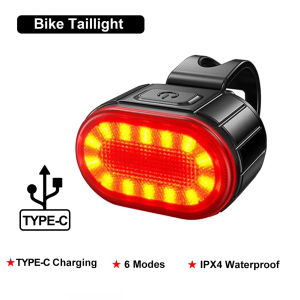 Rechargeable Bicycle Front Rear Light LED Headlamp Taillight Multiple Lighting Modes USB Type-C Charging for Night Riding Safety