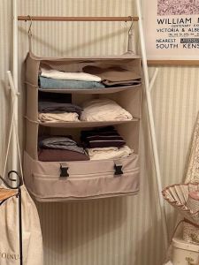 Okhere Foldable Travel Bag Large Capacity Clothing Storage Hanging Pouch for Home Organizing and Travel Use