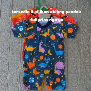 Baju Bayi Set Oblong Pendek Full Print 3-15 Bulan Motif Lucu Bahan Nyaman