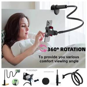 Lazy Phone Holder Flexible Gooseneck Mount Clamp Stand for iPhone Anroid Cellphone Bed Desk Phone Holder 360° Mobile Phone Clip