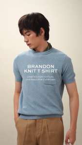 TWENTYSECOND เสื้อยืดแขนสั้นผ้า Knit รุ่น Brandon Knit Cotton Tee - ดำ / Black
