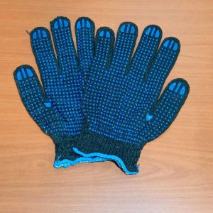 Anti Slip Sarung Tangan BIRU HNE 12pasang 1200 Cotton Hand Glove Gardening Safety Glove