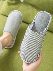 Womens Cotton Slippers Winter Spring & Fall All Year Round Couple Home Non Slip Indoor Diablement Fort Linen Thick Sole For Home Cotton Slippers