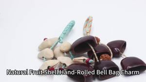 Natural Fruit Shell Hand-cranked Bell Bag Pendant Dried Seed Wind Chime Ornament Beaded Tassel Keychain Car Decoration Gift