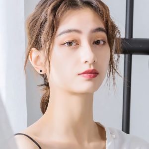 Black White Plastic Hypoallergenic Stud Earrings Ear Stick Anti-allergic Invisible Piercing (with box) + FREE STOPPERS