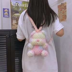 XiXi rực rỡ mới gấu hung bạo ba lô Ba lô vải nhung lông hoạt hình hợp thời trang túi búp bê đeo chéo một vai dễ thương cho bé gái