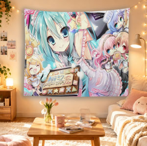 Bandai | Hatsune Miku Project DIVA Tapestry Vocaloid Kagamine Rin Luka Kaito Chibi Anime Wall Hanging for Otaku Bedroom Decor