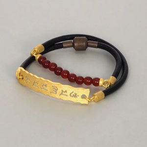 Chow Sang Sang 周生生 Cultural Blessings Om Mani Padme Hum 999.9 Pure Gold Bracelet 34cm 85825B