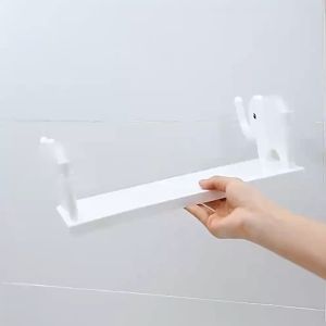 MI-C864 Rak Dinding Tempel Kamar Mandi Motif Gajah Tanpa Paku Serbaguna / Rak Dapur dengan Gantungan / Rak Gantung Multifungsi Storage Rack Import