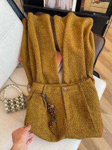 French Vintage High Waist Wide Leg Pants Womens Loose Artistic Casual Leisure Suit Pants Straight Cut Trousers for Ladies