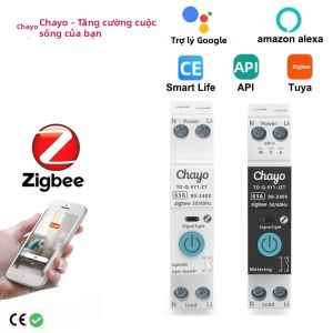 TUYA ZigBee Thông Minh Ngắt Mạch Điện 1P 63A DIN Rail Trắng Điều Khiển Từ Xa Không Dây Đo Điện Công Tắc Thông Minh Cho Nhà Thông Minh Ứng Dụng