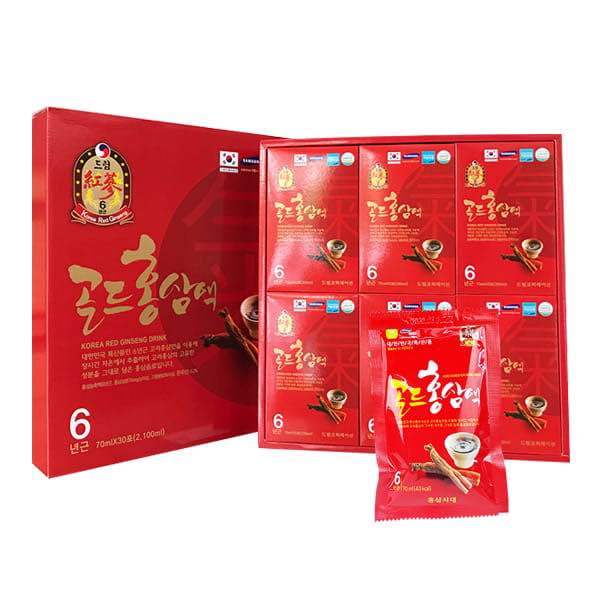 NƯỚC HỒNG SÂM 6 NĂM TUỔI-KOREA RED GINSENG DRINK (70ml x 30 gói) [CHÍNH HÃNG KOREA]