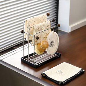 Multi-Functional Kitchen Sponge Scouring Pad Drying Rack Iron Art Storage Shelf Towel Holder Dishwashing Cloth Window Sill Organizer