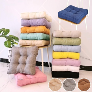 Thickened Linen Square Seat Cushion High Elastic Padded Home Office Chair Sofa Seat Cushion