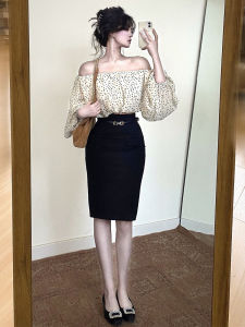 YUEZHONGWEI | Vintage Bell Sleeve Off Shoulder Polka Dot Blouse