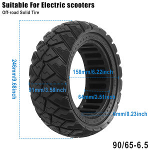 Off-road Solid Tire 90/65-6.5 for Dualtron for Kaabo for Speedual Electric Scooter Thickened Wear-resistant Replacement Tyre