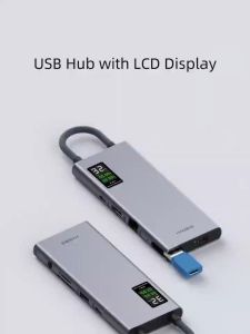 HAGIBIS TSX100/TSX101/TSX102 LED Display USB-C Hub: Power-Packed Performance with Real-Time Monitoring 100W PD 4K 60Hz HDMI High-Speed Data Transfer