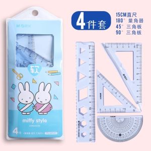 Student Set of Four Soft Rulers Primary School Triangle Ruler Protractor Measurement Tools M&G Morning Light Business Supplies