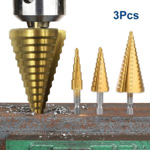Bộ 3 mũi khoan bước tháp 4-12 4-20 4-32mm khoan sắt thép inox nhôm gỗ nhựa