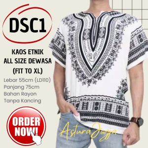 Kaos Etnik Dashiki Khas Jogja Bahan Rayon Adem || Kaos Uje Kaos Pantai