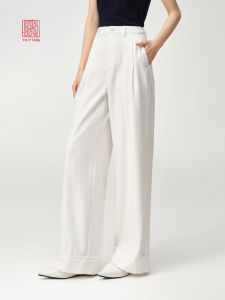 EP YAYING | Quần Jeans Tay Rộng Cao Cấp Bông Lụa Trắng Đai Cao