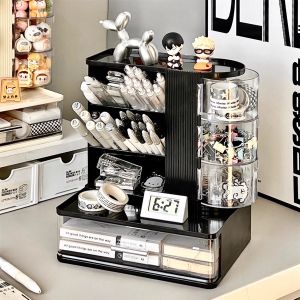 Large Capacity Luxury Pen Holder Organizer Box Creative Student Desk Supplies Storage Container Elegant Office Accessories