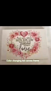 LED Light Canvas Frame – “Faith Hope Love” Christian Wall Décor | Color Changing LED Canvas (20cm × 30cm)